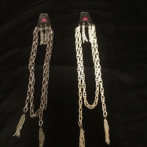 🆕 Necklaces with Earrings set. Silver and Gray